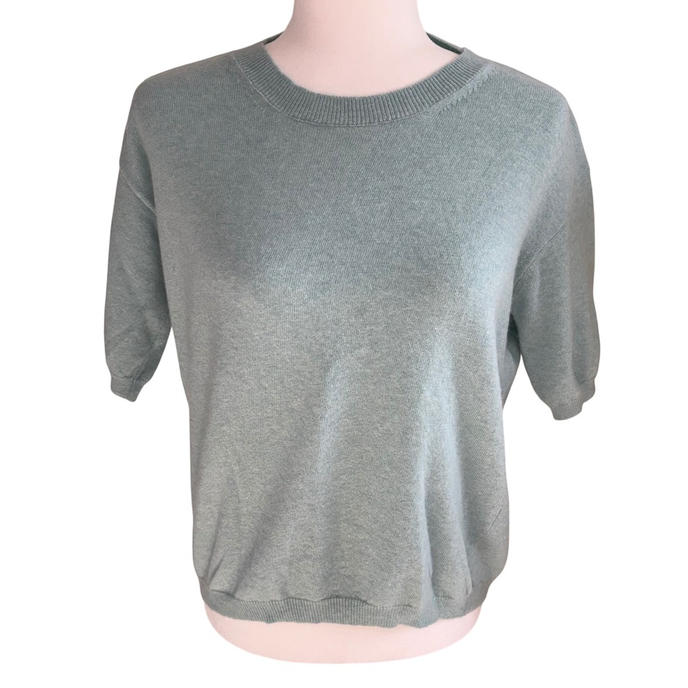 Bianco & Blu Cashmere Silk Wool Knit Sweater Blue Teal Made in Italy Womens L